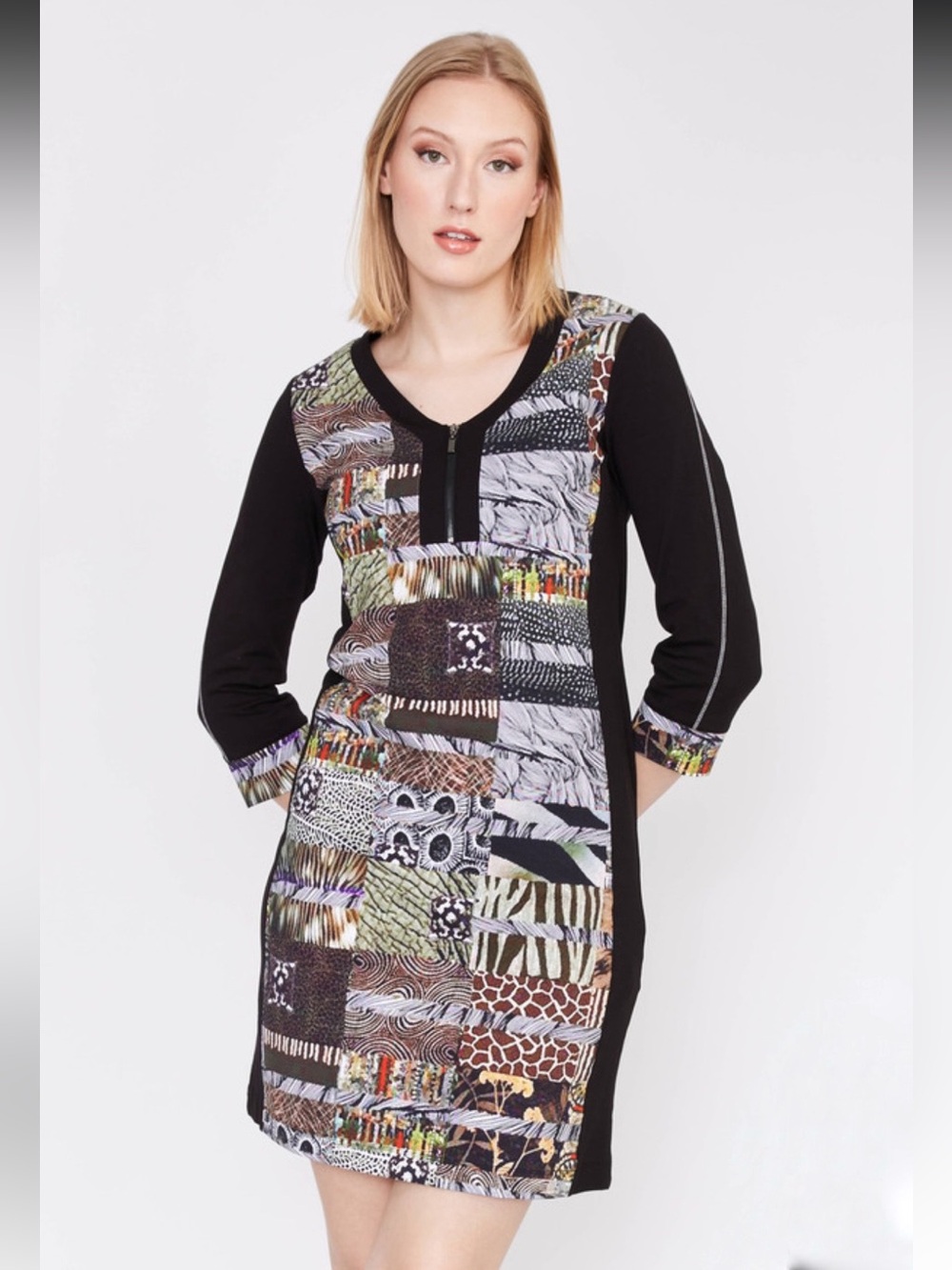 Dolcezza Mixed Animal Print Art To Wear Dress Style 73655 Size Medium